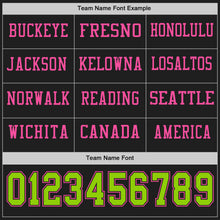 Load image into Gallery viewer, Custom Black Neon Green-Pink Long Sleeve Authentic Football Jersey
