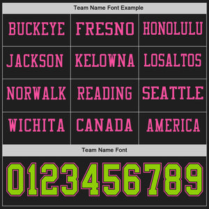 Custom Black Neon Green-Pink Long Sleeve Authentic Football Jersey