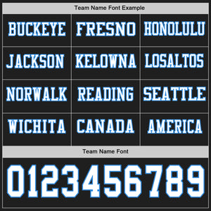 Custom Black White-Powder Blue Long Sleeve Authentic Football Jersey