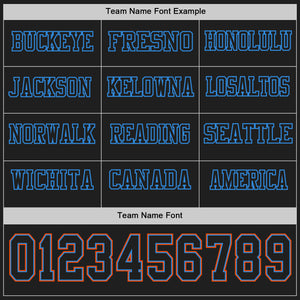 Custom Black Powder Blue-Orange Long Sleeve Authentic Football Jersey