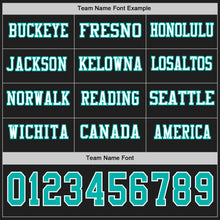 Load image into Gallery viewer, Custom Black Aqua-White Long Sleeve Authentic Football Jersey
