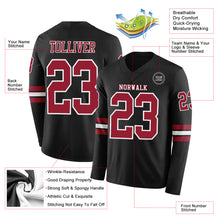 Load image into Gallery viewer, Custom Black Cardinal-White Long Sleeve Authentic Football Jersey
