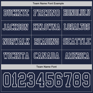 Custom Navy White Long Sleeve Authentic Football Jersey