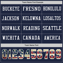Load image into Gallery viewer, Custom Navy Vintage USA Flag-White Long Sleeve Authentic Football Jersey
