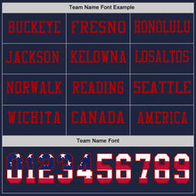Load image into Gallery viewer, Custom Navy USA Flag-Red Long Sleeve Authentic Football Jersey
