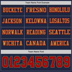 Custom Navy Red-Old Gold Long Sleeve Authentic Football Jersey