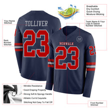 Загрузить изображение в средство просмотра галереи, Custom Navy Red-Gray Long Sleeve Authentic Football Jersey
