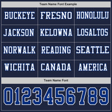 Load image into Gallery viewer, Custom Navy Royal-White Long Sleeve Authentic Football Jersey
