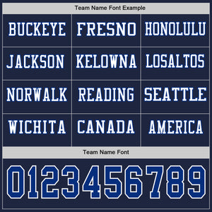 Custom Navy Royal-White Long Sleeve Authentic Football Jersey
