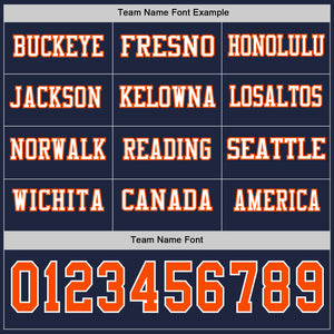 Custom Navy Orange-White Long Sleeve Authentic Football Jersey