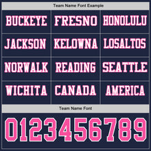 Laden Sie das Bild in den Galerie-Viewer, Custom Navy Pink-White Long Sleeve Authentic Football Jersey
