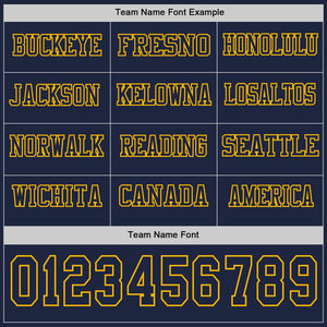 Custom Navy Gold Long Sleeve Authentic Football Jersey