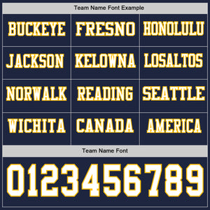 Custom Navy White-Gold Long Sleeve Authentic Football Jersey