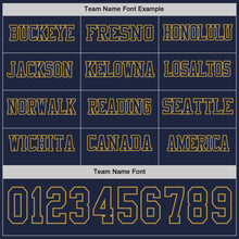 Load image into Gallery viewer, Custom Navy Old Gold Long Sleeve Authentic Football Jersey
