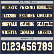 Load image into Gallery viewer, Custom Navy White-Old Gold Long Sleeve Authentic Football Jersey
