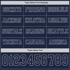 Custom Navy Gray Long Sleeve Authentic Football Jersey