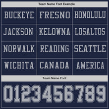 Load image into Gallery viewer, Custom Navy Gray Long Sleeve Authentic Football Jersey
