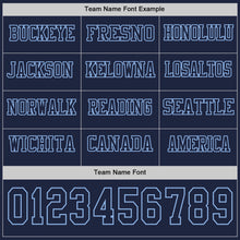 Load image into Gallery viewer, Custom Navy Light Blue Long Sleeve Authentic Football Jersey
