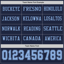 Load image into Gallery viewer, Custom Navy Light Blue Long Sleeve Authentic Football Jersey

