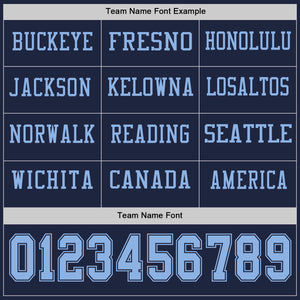 Custom Navy Light Blue Long Sleeve Authentic Football Jersey