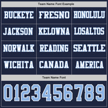 Load image into Gallery viewer, Custom Navy Light Blue-White Long Sleeve Authentic Football Jersey
