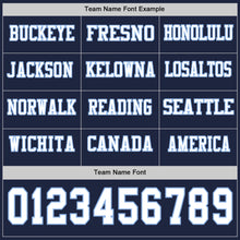 Load image into Gallery viewer, Custom Navy White-Light Blue Long Sleeve Authentic Football Jersey
