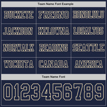 Load image into Gallery viewer, Custom Navy Cream Long Sleeve Authentic Football Jersey
