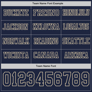 Custom Navy Cream Long Sleeve Authentic Football Jersey
