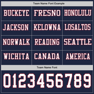 Custom Navy White-Crimson Long Sleeve Authentic Football Jersey