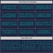 Load image into Gallery viewer, Custom Navy Teal Long Sleeve Authentic Football Jersey
