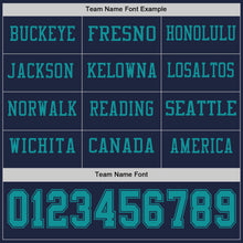 Load image into Gallery viewer, Custom Navy Teal Long Sleeve Authentic Football Jersey
