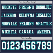 Load image into Gallery viewer, Custom Navy White-Teal Long Sleeve Authentic Football Jersey
