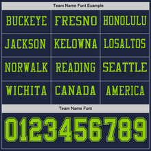 Load image into Gallery viewer, Custom Navy Neon Green Long Sleeve Authentic Football Jersey
