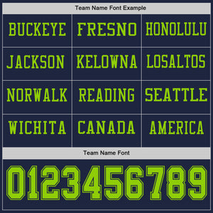 Custom Navy Neon Green Long Sleeve Authentic Football Jersey