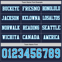 Load image into Gallery viewer, Custom Navy Sky Blue-White Long Sleeve Authentic Football Jersey
