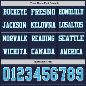 Custom Navy Sky Blue-White Long Sleeve Authentic Football Jersey