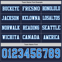 Laden Sie das Bild in den Galerie-Viewer, Custom Navy Powder Blue-White Long Sleeve Authentic Football Jersey
