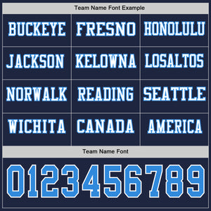 Custom Navy Powder Blue-White Long Sleeve Authentic Football Jersey