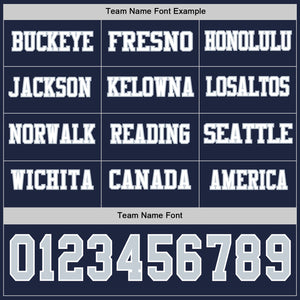 Custom Navy Silver-White Long Sleeve Authentic Football Jersey