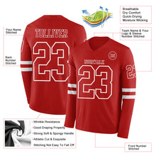 Load image into Gallery viewer, Custom Red White Long Sleeve Authentic Football Jersey
