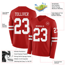 Load image into Gallery viewer, Custom Red White Long Sleeve Authentic Football Jersey
