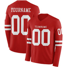 Load image into Gallery viewer, Custom Red White Long Sleeve Authentic Football Jersey
