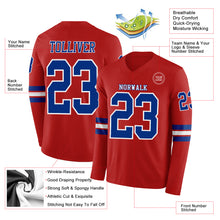 Load image into Gallery viewer, Custom Red Royal-White Long Sleeve Authentic Football Jersey
