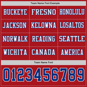 Custom Red Royal-White Long Sleeve Authentic Football Jersey