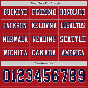Custom Red Navy-White Long Sleeve Authentic Football Jersey