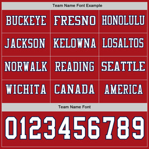 Custom Red White-Navy Long Sleeve Authentic Football Jersey
