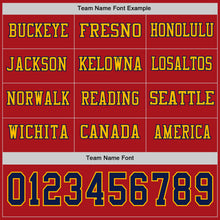 Load image into Gallery viewer, Custom Red Navy-Gold Long Sleeve Authentic Football Jersey
