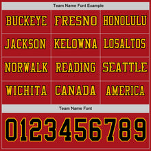 Load image into Gallery viewer, Custom Red Black-Gold Long Sleeve Authentic Football Jersey

