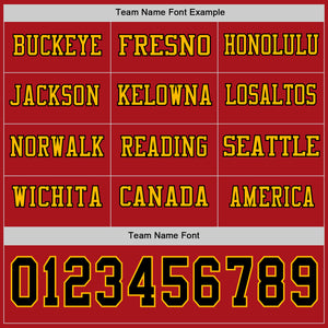 Custom Red Black-Gold Long Sleeve Authentic Football Jersey