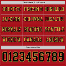 Load image into Gallery viewer, Custom Red Black-Old Gold Long Sleeve Authentic Football Jersey
